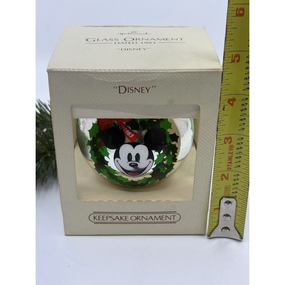 Hallmark Keepsake Glass Ball Ornament 1983 Mickey Mouse- Box